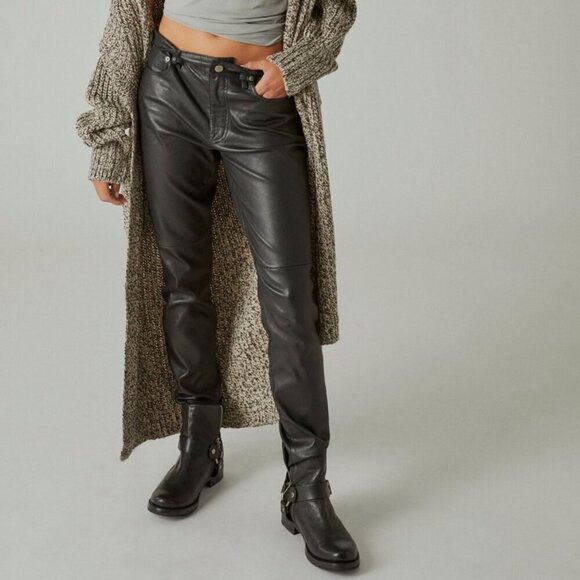Lucky Brand Bridget Lamb Leather High Rise Pants Size 32 - Picture 1 of 10